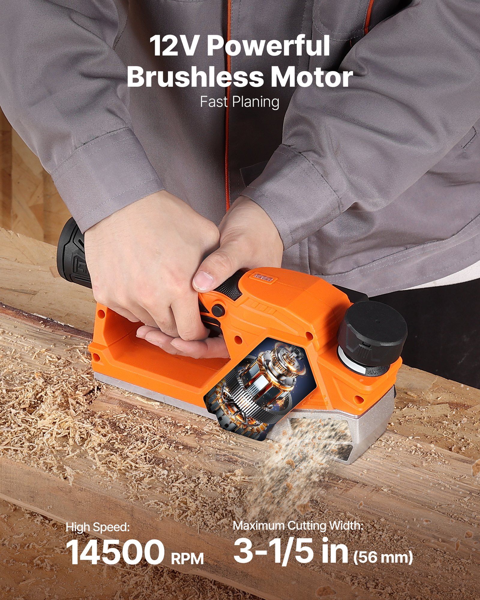Planer Handheld Electric - Cordless Handheld Planer, 2-1/5-Inch Cut Width,