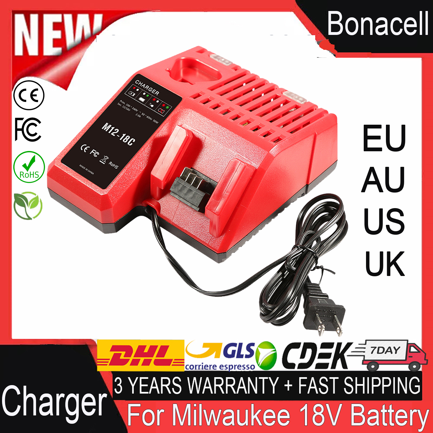 Power Tools Uk - 100V-240V Battery Charger For Milwaukee M18