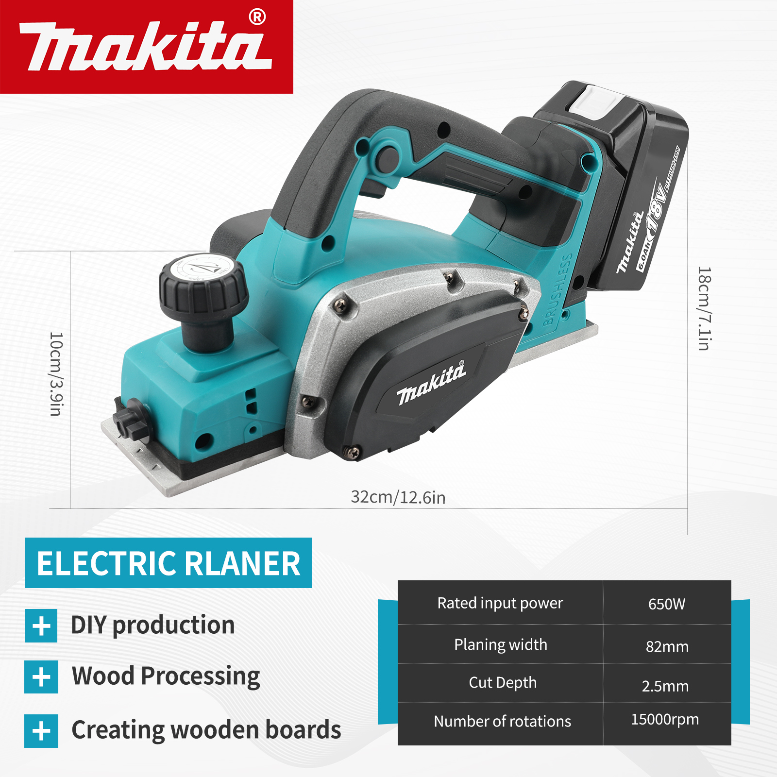 Makita 18V Brushless Cordless  - огляд і ціна Planer Handheld Electric