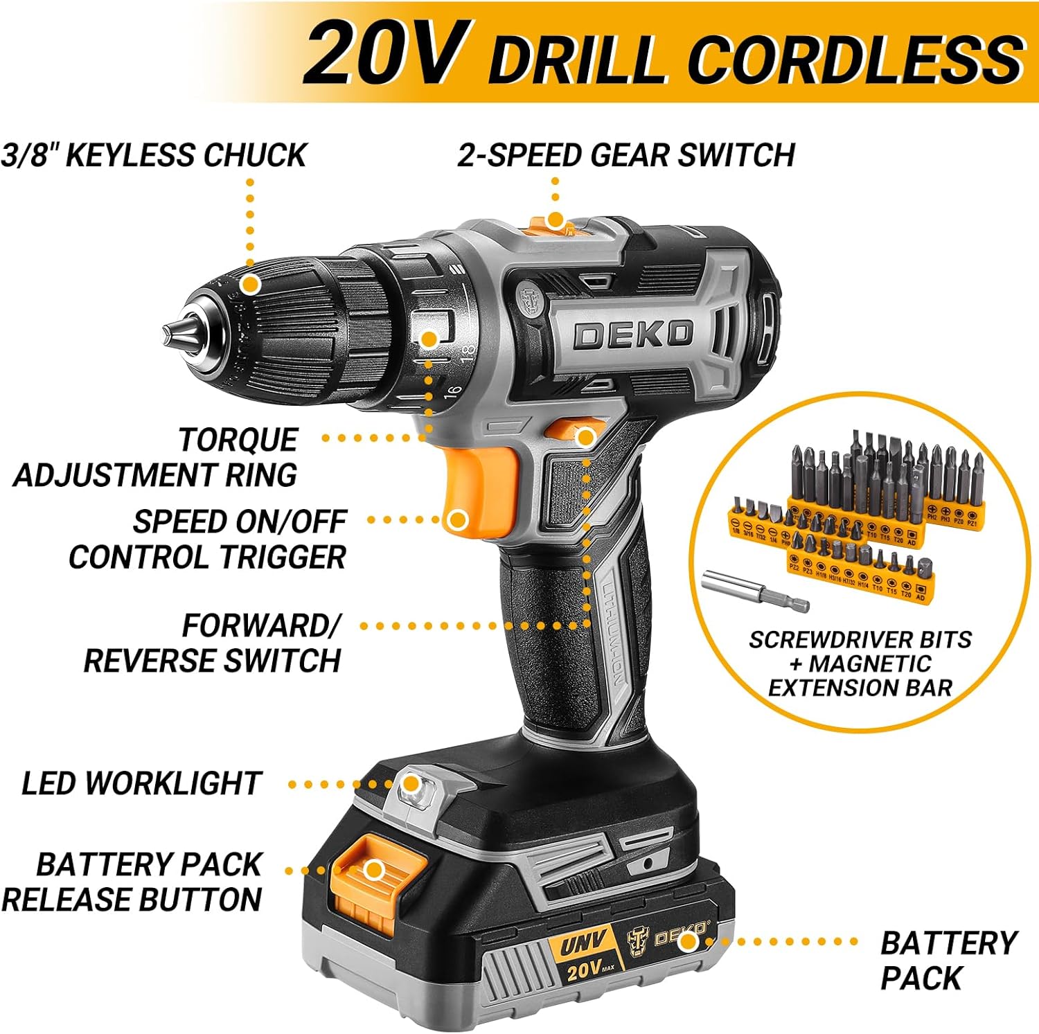 Cordless Drill Tool Kit Set: 2 - огляд і ціна Cordless Drill Driver