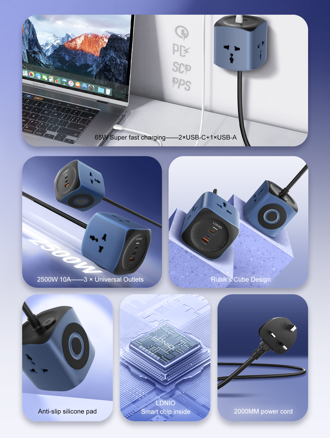Cube Power Strip LDNIO 65W Cha - огляд і ціна Power Tools Uk