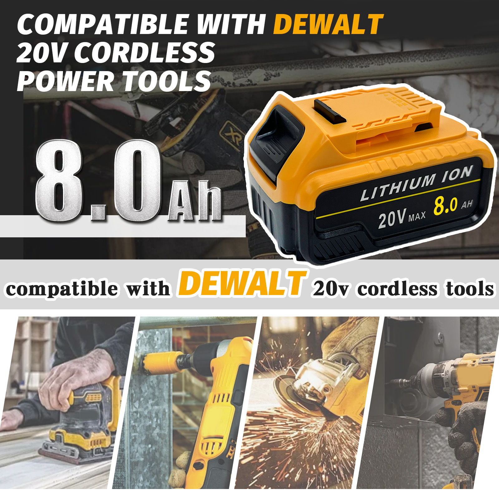20V 8.0Ah Lithium-ion Replacem - огляд і ціна Power Tools Used